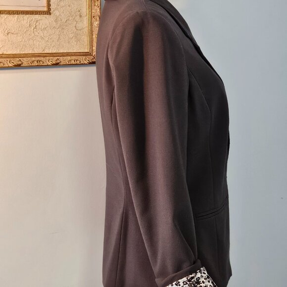 Kensie Rebekah Stretch Crepe Floral Lining Blazer - Grey - Size Medium - Picture 3 of 7